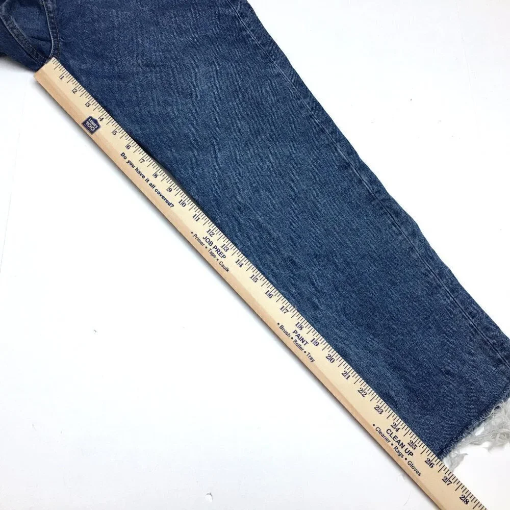 Denim & Co. Women's Jeans Straight Leg Button Fly Cotton Denim Size 8 length 26
